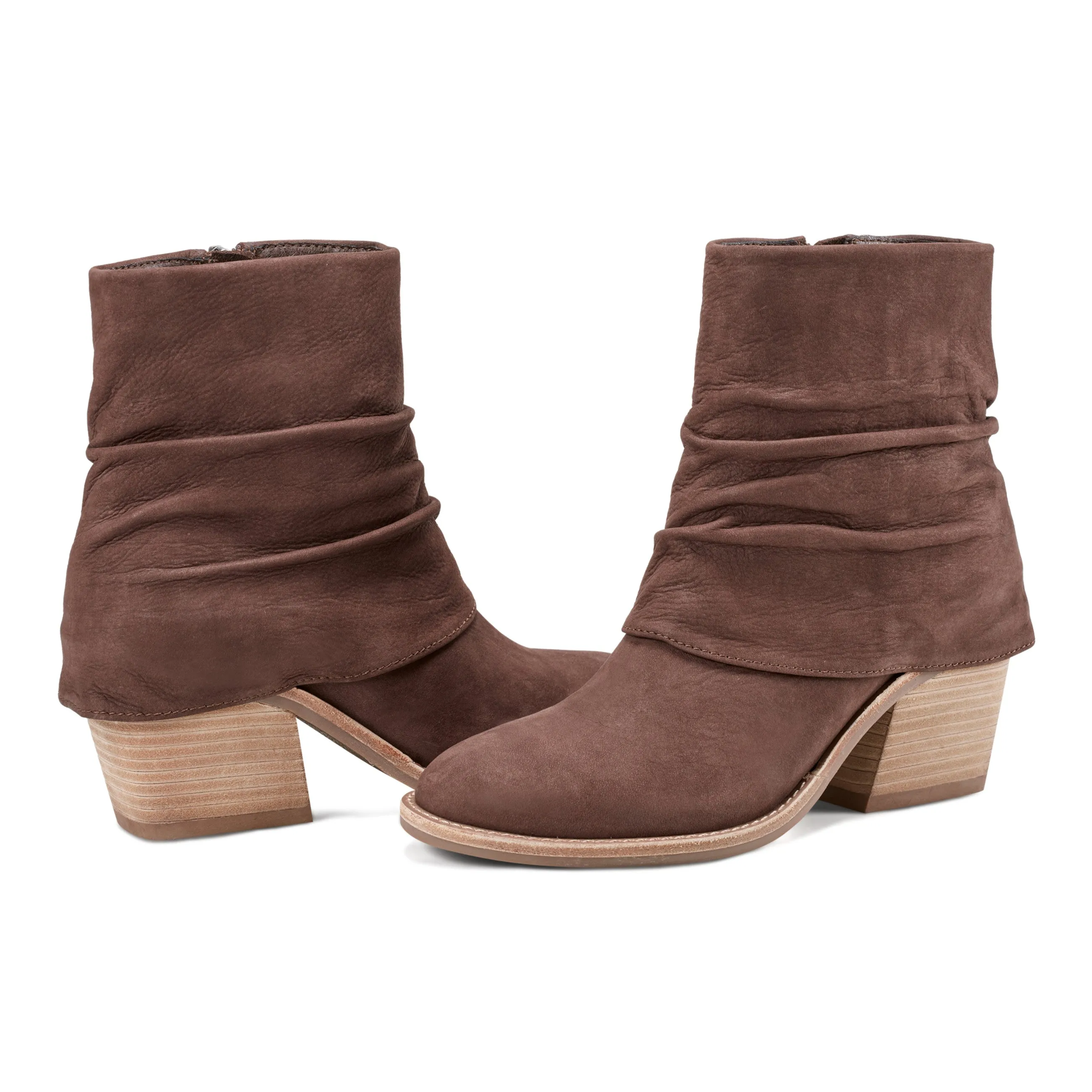 Savvy Block Heel Ruched Casual Booties