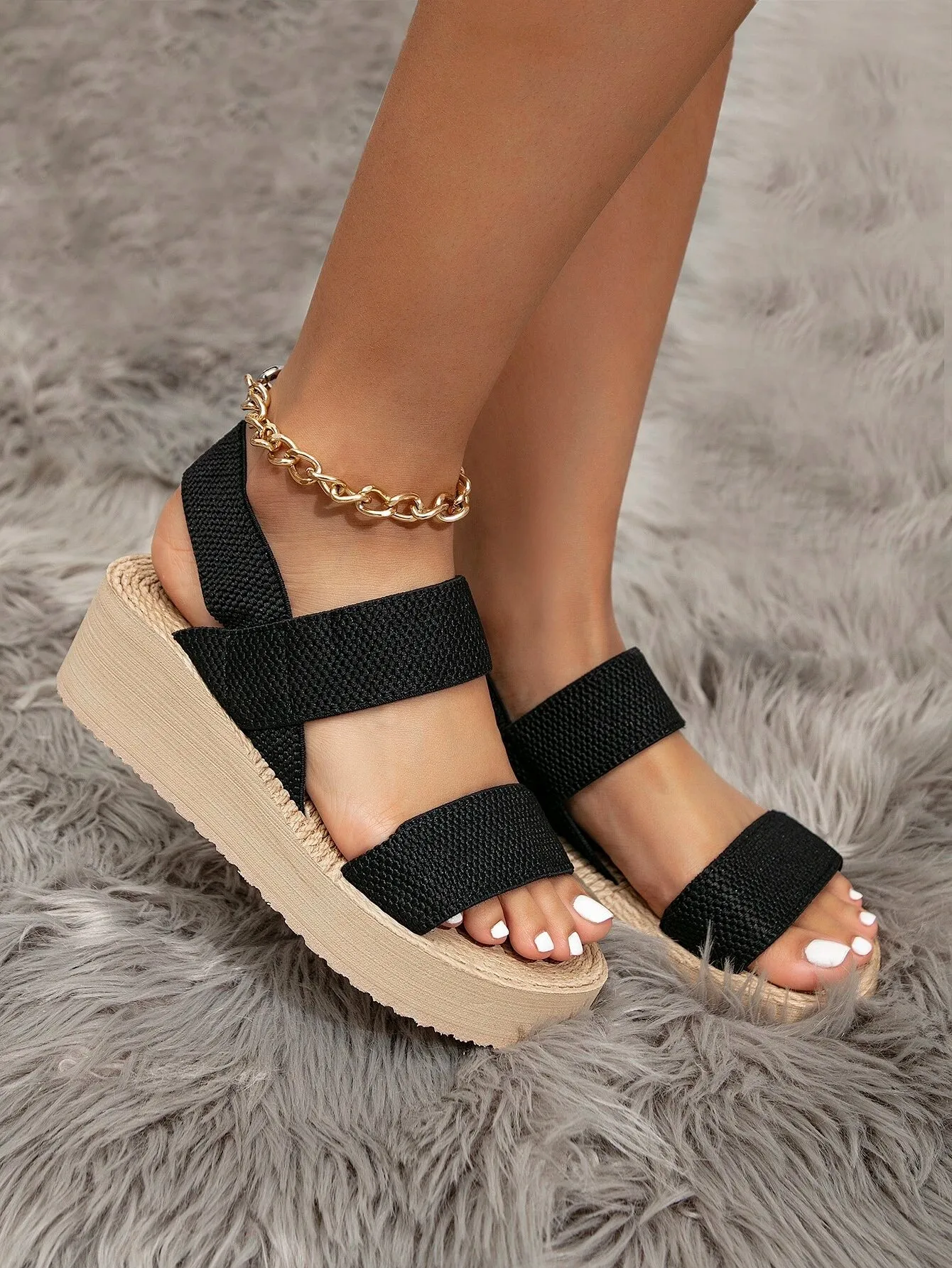 SHEIN Minimalist Slingback Wedge Sandals