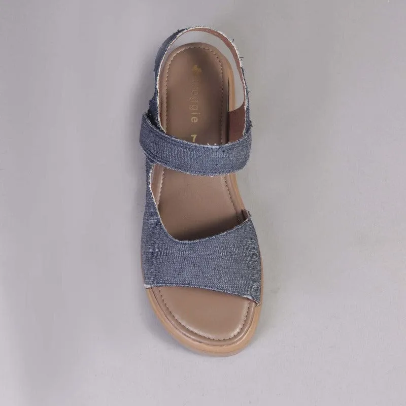 Slingback Wedge Sandal in Denim - 12614