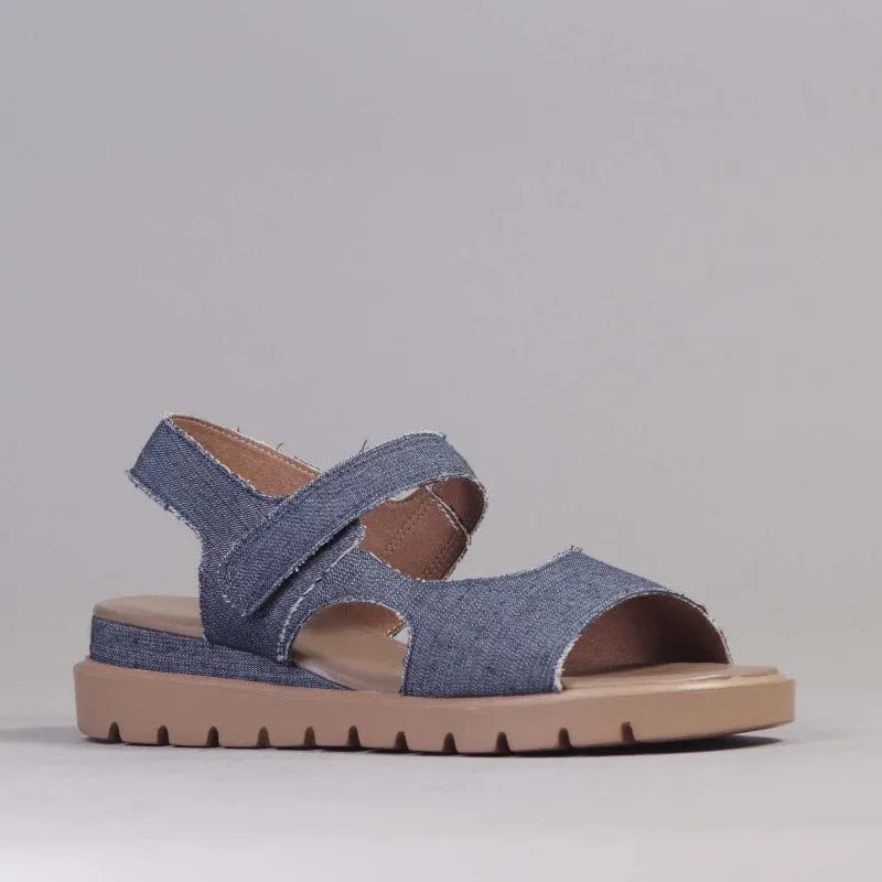 Slingback Wedge Sandal in Denim - 12614