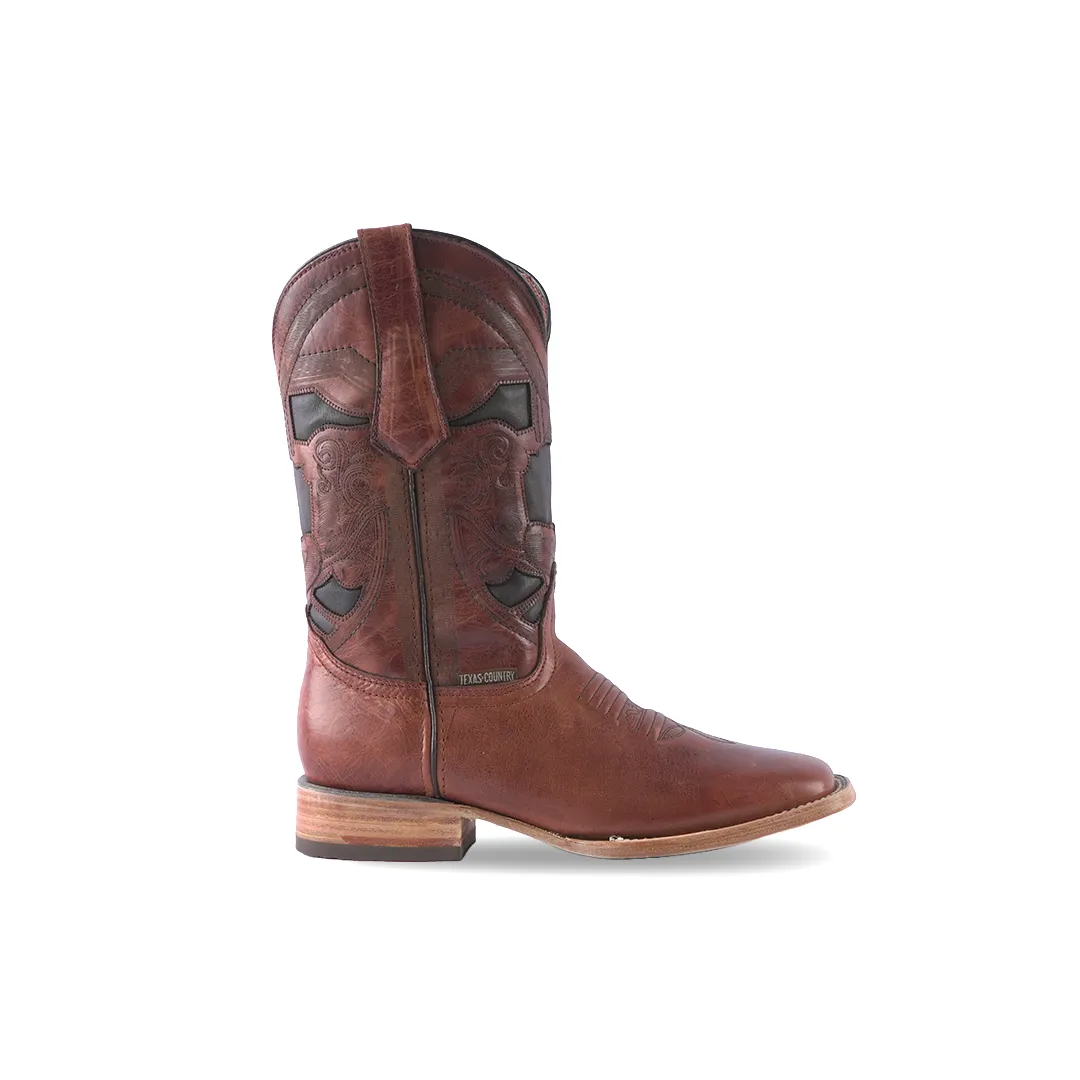 Texas Country Western Boot Savat Cognac Square Toe E691