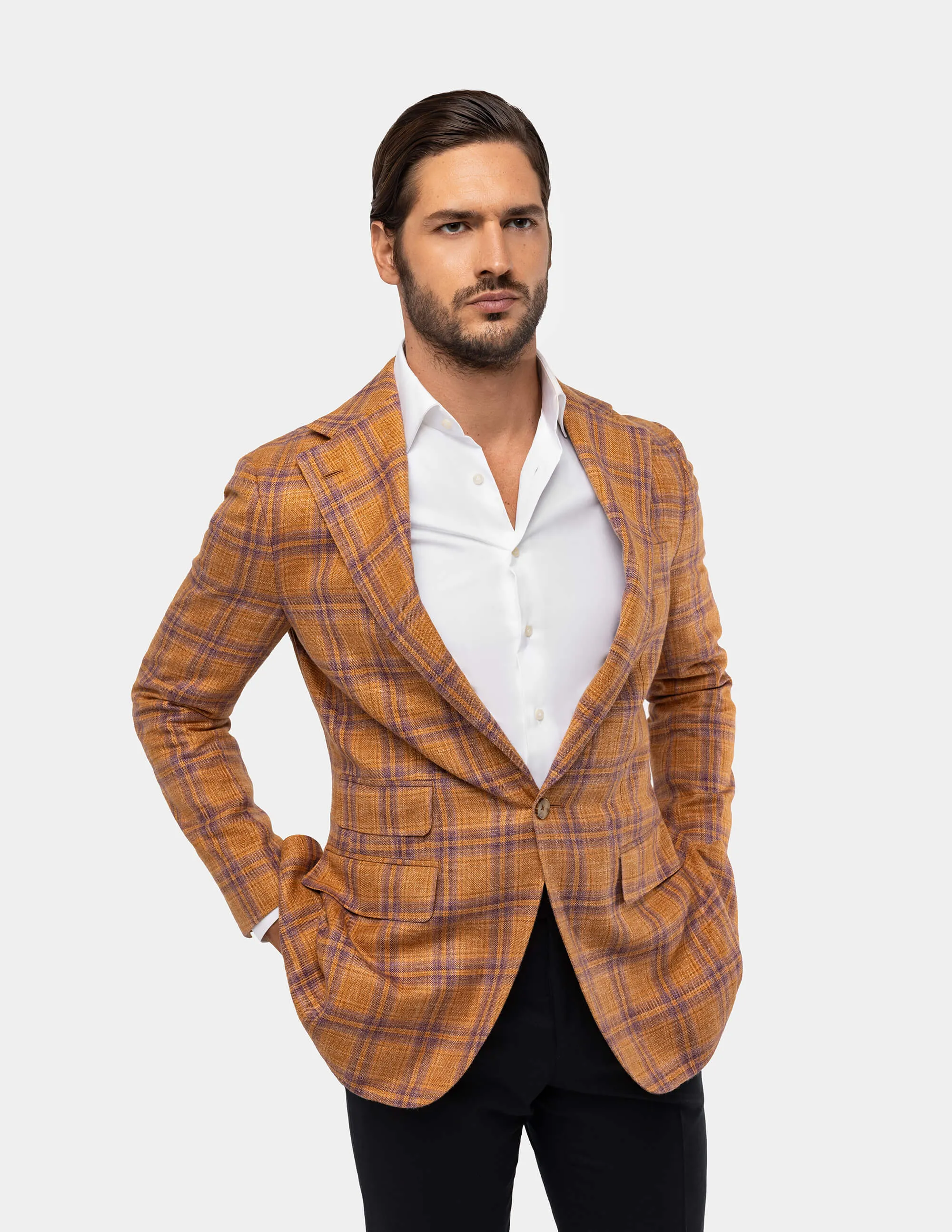 Textured Light Orange Notch Jacket