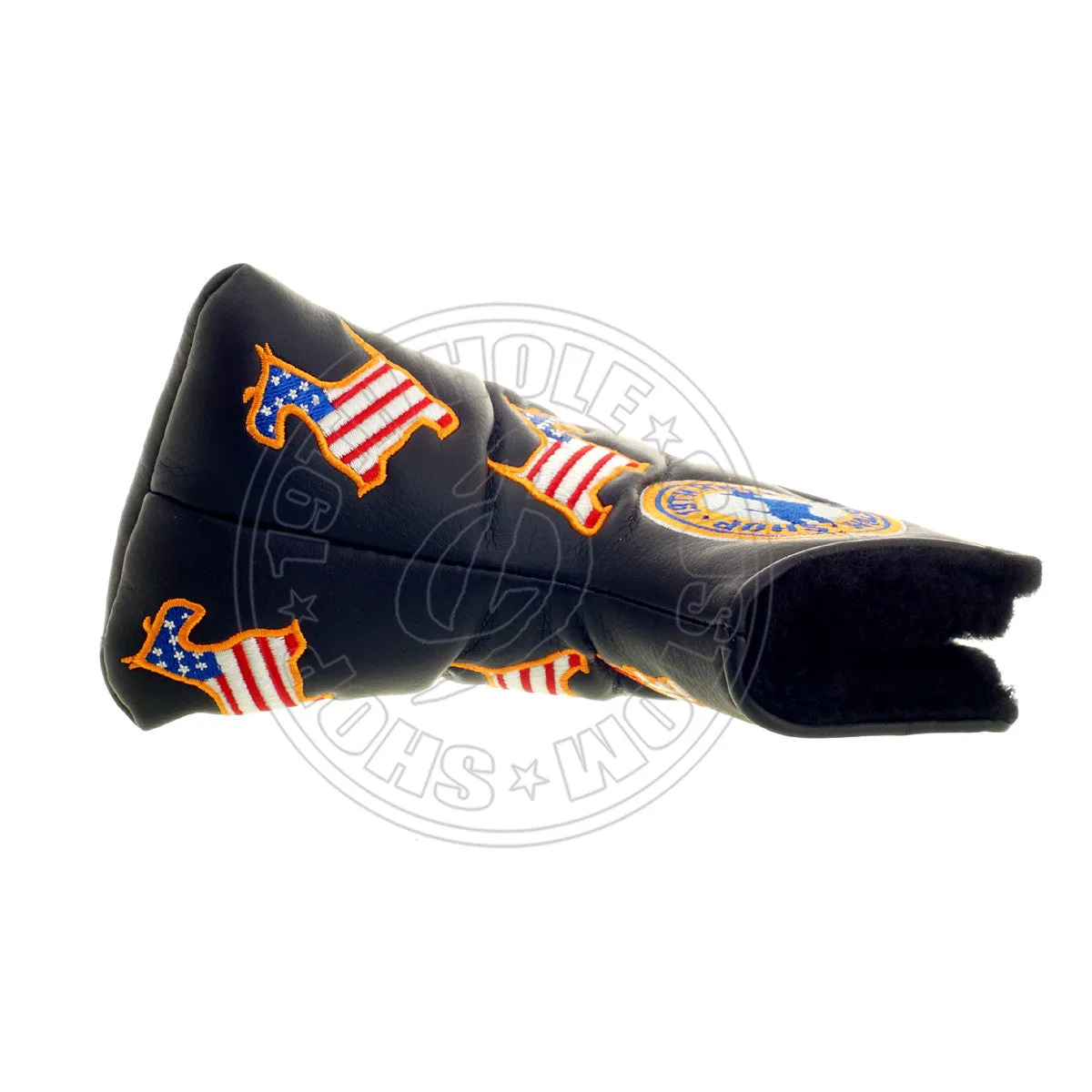 US Flag Dancing Scottie Dog Head Cover for Blade and Midsize Mallet Putter, Black