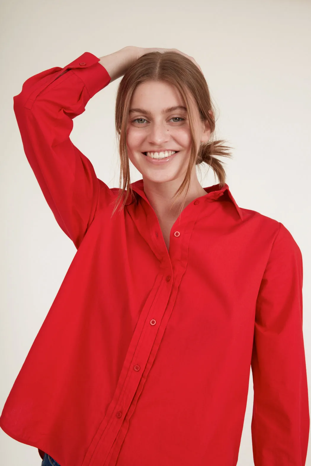 Vilde Pleat Shirt - High Risk Red