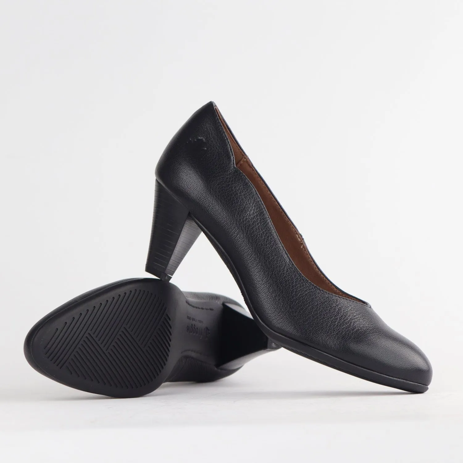 Wider Fit Mid Heel Court in Black - 10873