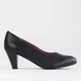 Wider Fit Mid Heel Court in Black - 10873