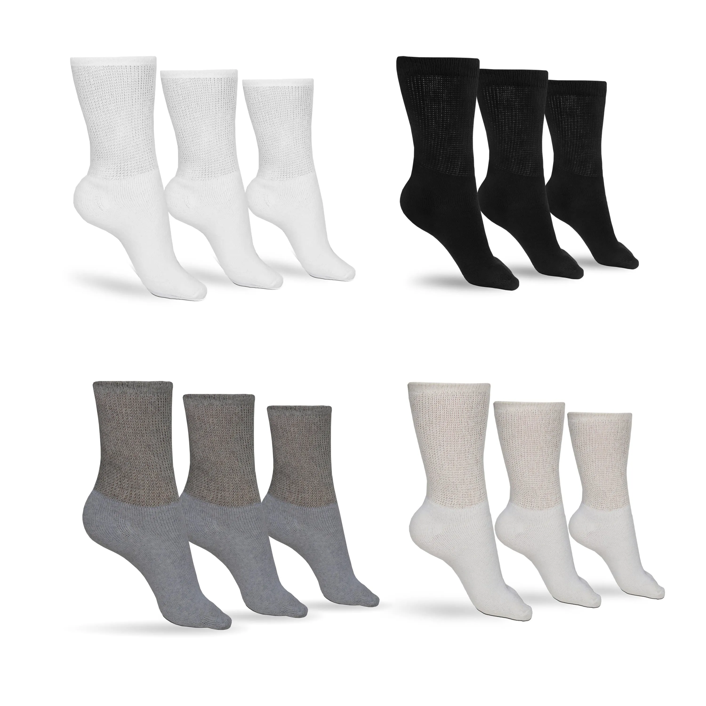 Women's Cotton Diabetic Crew Socks (Assorted)