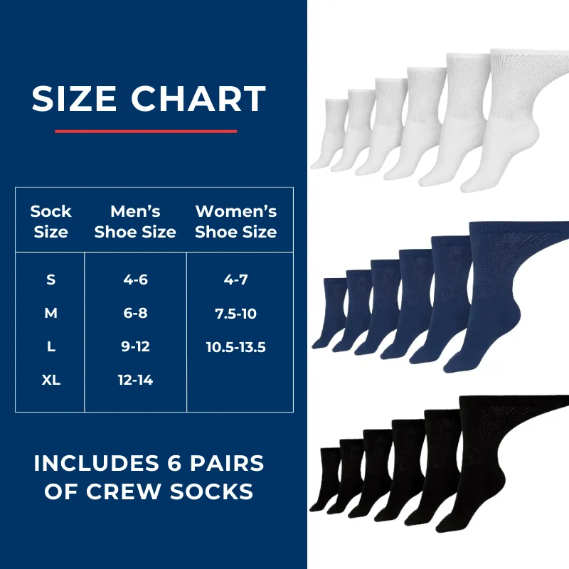 Women's Cotton Diabetic Crew Socks (Assorted)