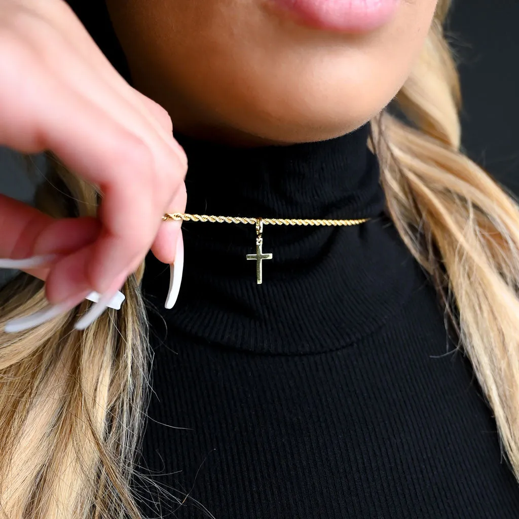 Womens Gold Cross Necklace (Mini)