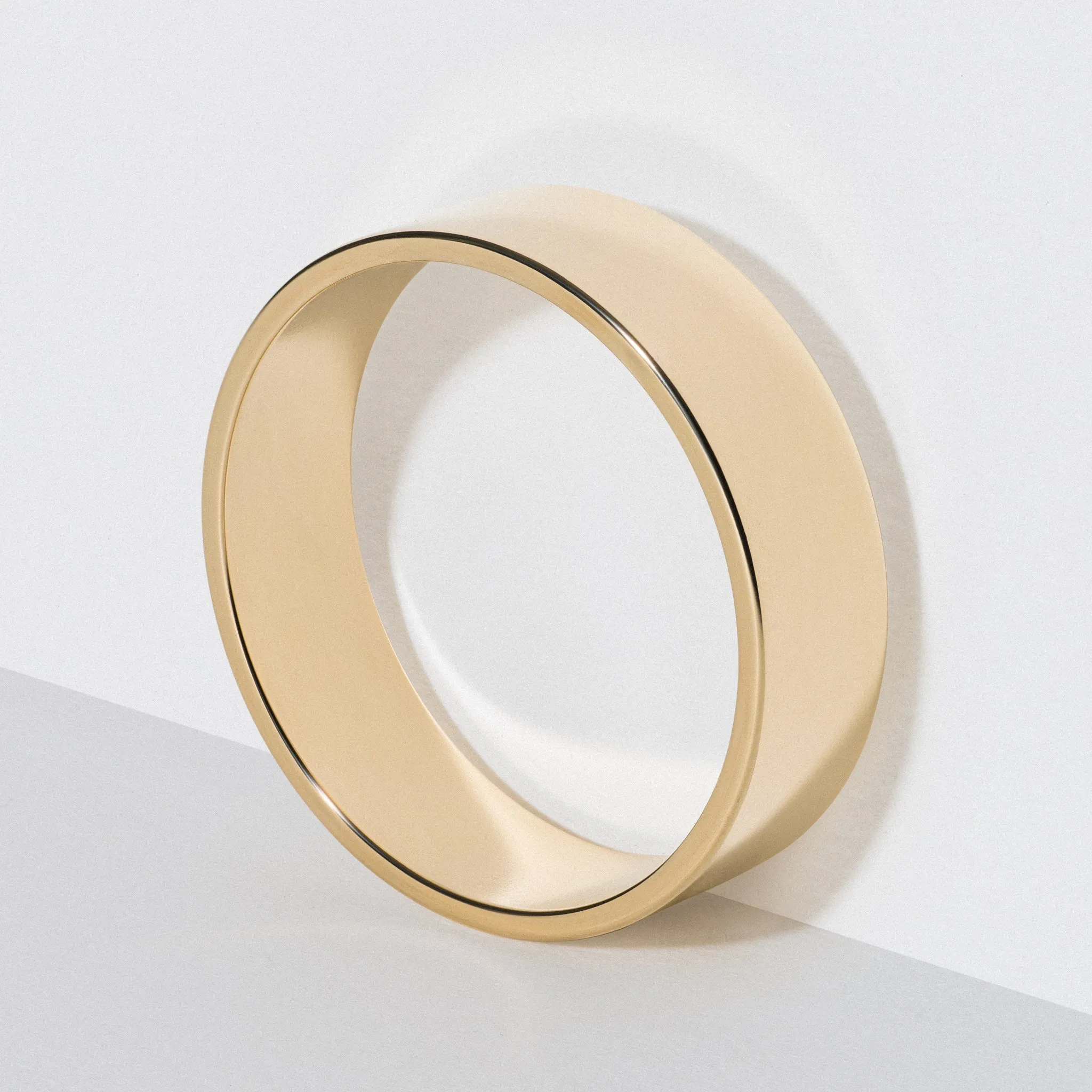 Yellow Gold Flat Wedding Band - Polished 6mm